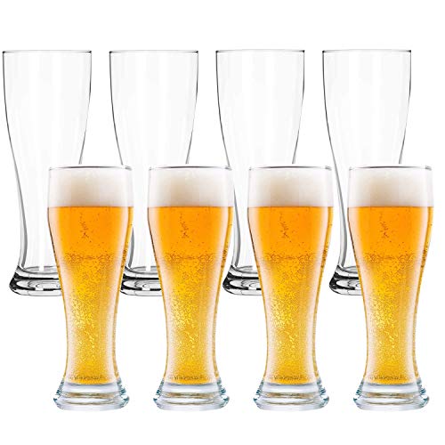 Pilsner Glasses,Encheng 16 oz Beer Glasses Set,Tall Glasses Craft Beer Glasses,Drinking Cup Beer Cup s Pint Glass,IPA Beer Glassware Cup 500ML,Dishware Safe 8 Pack - The Beer Connoisseur® Store