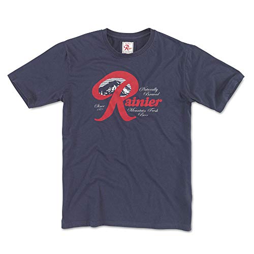 Rainier Naturally Brewed Classic Logo T-Shirt XLarge Blue - The Beer Connoisseur® Store