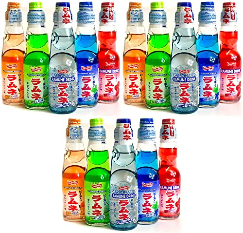 Ramune Japanese Soda Variety Pack - Shirakiku Multiple Flavors - Japanese Drink Gift Box (5 Count) Pack of 3 - The Beer Connoisseur® Store