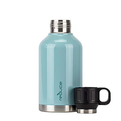 Reduce Insulated Growler, 64 oz - Up to 60 Hours Cold - Vacuum Insulated, Large Capacity for Any Adventure - Dual Opening Leak-Proof Lid, Doubles as a Cup - Eucalyptus, Opaque Gloss - The Beer Connoisseur® Store