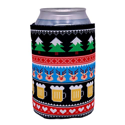 Reindeer and Beers Christmas Collapsible Can Coolie (1) - The Beer Connoisseur® Store