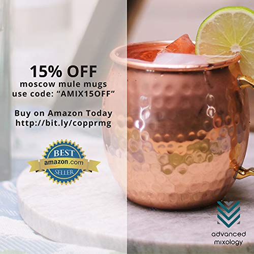 Set of 16 Advanced Mixology Moscow Mule 100% Pure Copper Mugs - 16 Ounce with 16 Artisan Hand Crafted Wooden Coasters - Barrel With Brass Handle - The Beer Connoisseur® Store