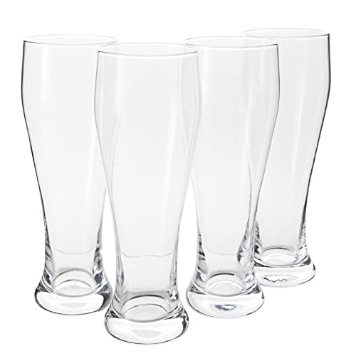 Set of 4 Tall 23 Oz Pilsner Beer Glasses, Clear Drinking Glassware - The Beer Connoisseur® Store