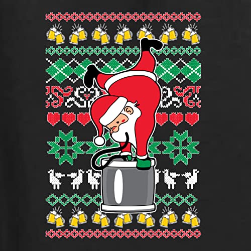 Shark & Hammer Santa Keg Stand Beer Drinking Drunk Ugly Christmas Sweater Unisex Crewneck Graphic Sweatshirt, Black, X-Large - The Beer Connoisseur® Store