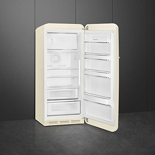 Smeg FAB28 50's Retro Style Aesthetic Top Freezer Refrigerator with 9.92 Cu Total Capacity, Multiflow Cooling System, Adjustable Glass Shelves 24-Inches, Cream Right Hand Hinge - The Beer Connoisseur® Store