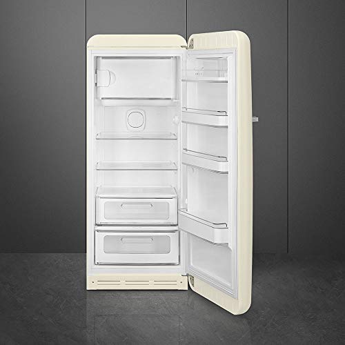 Smeg FAB28 50's Retro Style Aesthetic Top Freezer Refrigerator with 9.92 Cu Total Capacity, Multiflow Cooling System, Adjustable Glass Shelves 24-Inches, White Right Hand Hinge - The Beer Connoisseur® Store