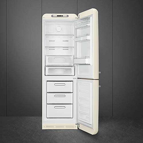 Smeg FAB32 50's Retro Style Aesthetic Bottom Freezer Refrigerator with 11.17 Cu Total Capacity, Multiflow Cooling System, Adjustable Glass Shelves 24-Inches, White Right Hand Hinge - The Beer Connoisseur® Store
