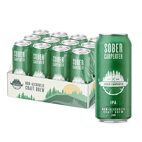 Sober Carpenter NA Craft Beer - India Pale Ale, IPA Non Alcoholic 12 pack /16 oz Cans of Low-Calorie, Award Winning, All Natural Ingredients for a Great Tasting Drink - The Beer Connoisseur® Store