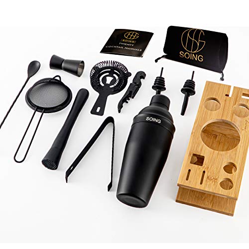 Soing 11-Piece Black Bartender Kit,Perfect Home Cocktail Shaker Set fo —  The Beer Connoisseur® Store