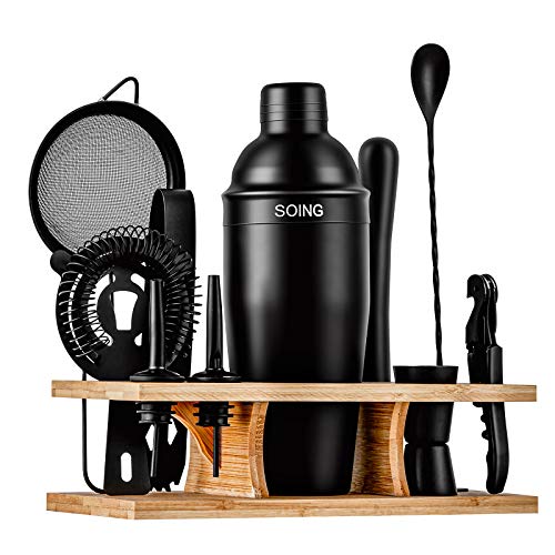 Soing 11-Piece Black Bartender Kit,Perfect Home Cocktail Shaker