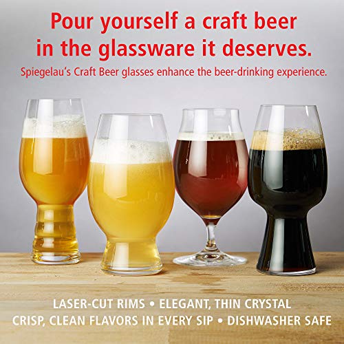 Spiegelau Craft IPA, Set of 4 European-Made Lead-Free Crystal, Modern, Dishwasher Safe, Professional Quality Beer Pint Glass Gift Set, 4 Count (Pack of 1) - The Beer Connoisseur® Store