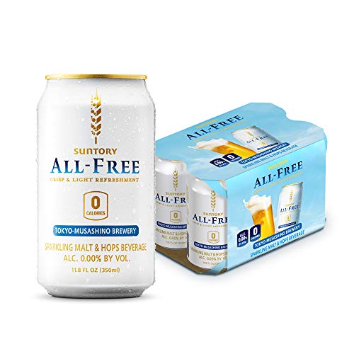 Suntory ALL-FREE, Beer-Alternative, Non Alcohol, 6-pack, Ultra-Light, Ultra-Crisp, Ultra-Refreshing, 0.00% Alc. and 0 Calories from Japan,11.8 Fl Oz (Pack of 6) - The Beer Connoisseur® Store