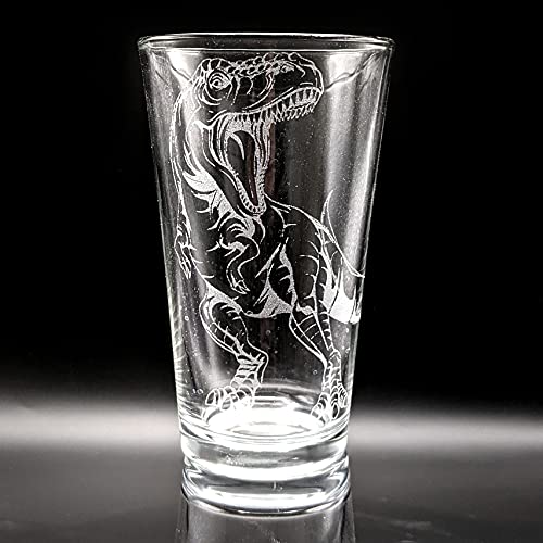T-REX DINOSAUR Engraved Pint Glass | Great Gift Idea for Dino Lovers and Paleontology Enthusiasts! - The Beer Connoisseur® Store
