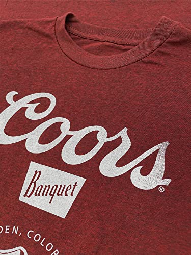 Tee Luv Coors Beer T-Shirt - Retro Coors Banquet Golden Colorado Lion Logo Shirt (Brick Heather) (XL) - The Beer Connoisseur® Store
