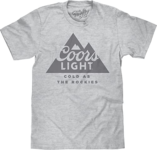 Tee Luv Men's Coors Light Beer Shirt - Cold As The Rockies Mountain Logo T-Shirt (Athletic Gray) (L) - The Beer Connoisseur® Store