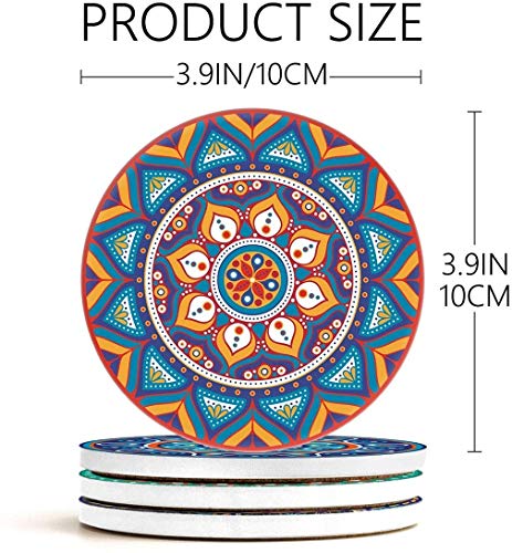 Teivio Absorbing Stone Mandala Ceramic Coasters for Drinks Cork Base with Holder, for Friends Funny Birthday Housewarming Apartment Kitchen Bar Decor, Suitable for Wooden Table, Coffee Table, Set of 8 - The Beer Connoisseur® Store