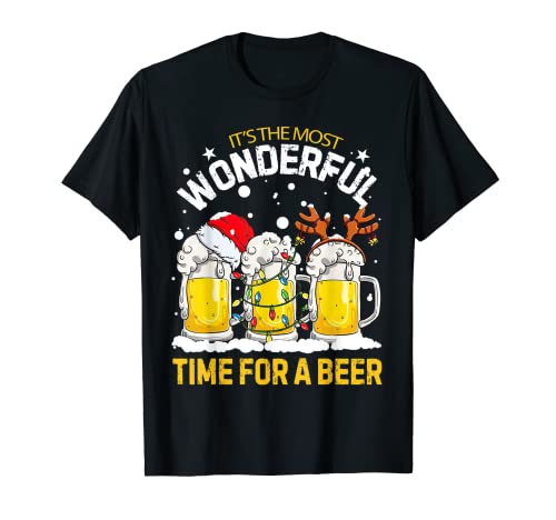 The Most Wonderful Time For A Beer Santa Reindeer Christmas T-Shirt - The Beer Connoisseur® Store