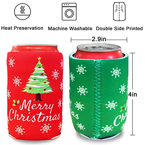 Tifeson Christmas Beer Can Coolers Sleeves - 12 Pack Xmas Holiday Can Insulated Covers for Christmas Party Decorations Supplies - Neoprene Coolers for 12-Ounce Canned Beverages, Bottle, Drink - The Beer Connoisseur® Store