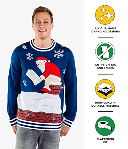Tipsy Elves Men's Natural Light Ugly Christmas Sweater - Natty Light Xmas Sweater: X-Large Blue - The Beer Connoisseur® Store