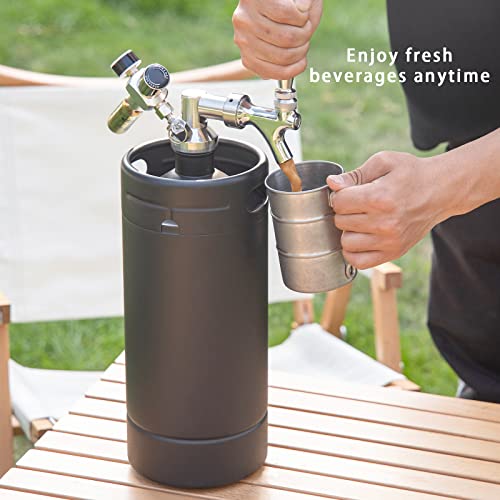 TMCRAFT 128oz Growler Tap System, Pressurized Stainless Steel Mini Keg with Cooler Jacket, Portable Home Dispenser System to Keep Fresh and Carbonation for Draft, Homebrew and Craft Beer (Matte Black) - The Beer Connoisseur® Store