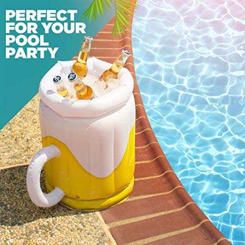 Top Race 18" Large Inflatable Beer Mug Cooler, Pool Float Drink Cooler for Adults Parties, 2in1 Drink Floatie and Party Supplies for Adults (2 Pack) Great Toy for Beach, Pool and Jacuzzi - The Beer Connoisseur® Store