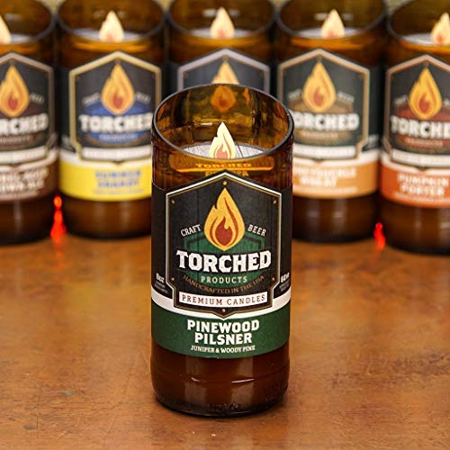 Torched Beer Scented Candles | Natural Soy Wax Candle | Pinewood Pilsner Scent 8 oz | Makes a Great Gift for Men, Beer Lovers, and Collectors | Bar Man-Cave Decor and Accessories - The Beer Connoisseur® Store