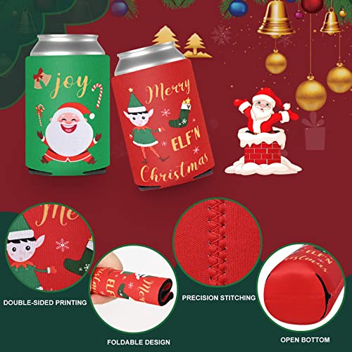 Tutmyrea Christmas Beer Can Cooler Sleeves, 12 Oz Neoprene Can Sleeves for Soda, Beer & Water Bottles, 12 Pack Reusable Drink Can Coolers for Christmas Party & Gifts - The Beer Connoisseur® Store