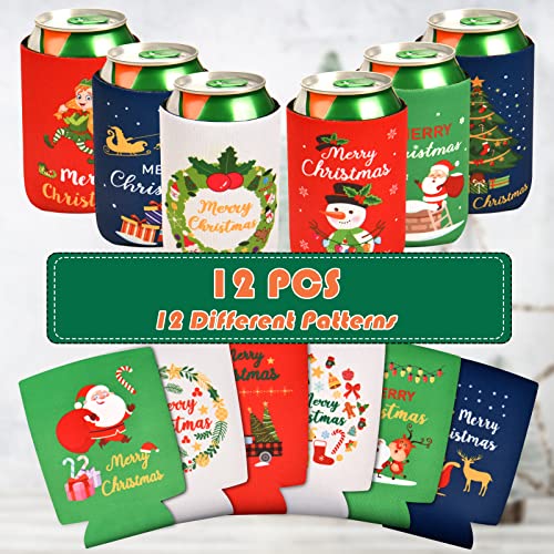 Tutmyrea Christmas Beer Can Cooler Sleeves, 12 PCS Neoprene Can Sleeves, Christmas Party Supplies, 12 oz Standard Can Coolers for Christmas Party, Christmas Decor, Christmas Gifts, Friends Gathering - The Beer Connoisseur® Store