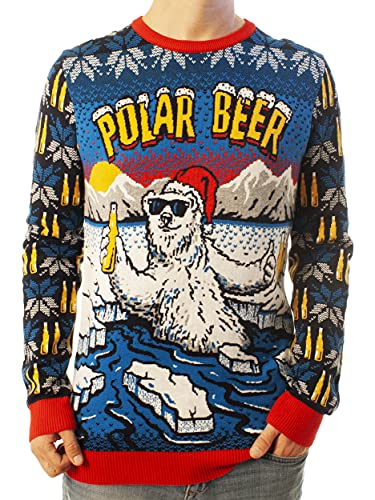 Ugly Christmas Party Unisex Ugly Christmas Sweater Polar Beer-Large Polar Beer Blue - The Beer Connoisseur® Store