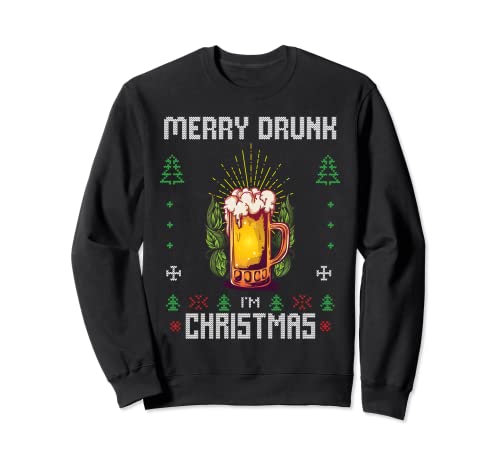 Ugly Christmas Sweater Alcohol Drunk Drinking Beer Wine Sweatshirt - The Beer Connoisseur® Store