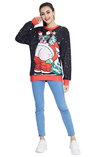 Uideazone Print Xmas Sloth Shirt Collage Ugly Christmas Sweater Pullover Sweatshirts - The Beer Connoisseur® Store
