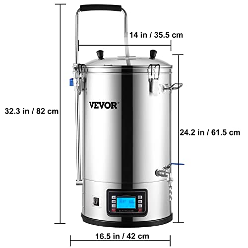 VEVOR Electric Brewing System, 9.2 Gal/35 L Brewing Pot, All-in-One Home Beer Brewer w/Pump - The Beer Connoisseur® Store