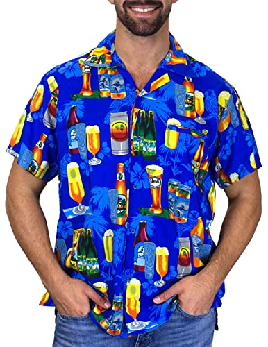 Orchid Play Hawaiian Rayon Shirt in Blue