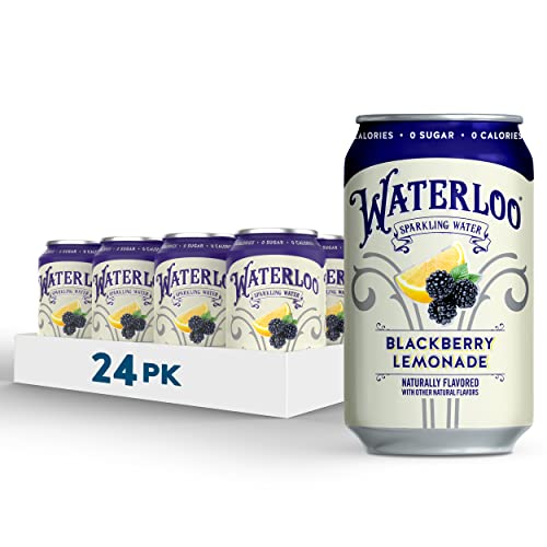 Waterloo Sparkling Water, Blackberry Lemonade Naturally Flavored, Pack of 24, 12 Fl Oz Cans | Zero Calories | Zero Sugar or Artificial Sweeteners | Zero Sodium - The Beer Connoisseur® Store
