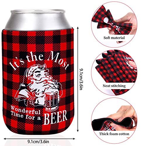 Whaline 12pcs Christmas Beer Can Cooler Sleeves Red Green Black Plaid Can Sleeves Can Cover for Beverages, Bottle, Drink Christmas Party Decorations Supplies, Joy to the World Gingerbread Snowflake - The Beer Connoisseur® Store