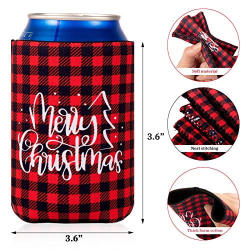 Whaline 12pcs Christmas Beer Can Coolers Sleeves Red Black Plaid Can Sleeves Can Covers for Beverages, Bottle, Drink Christmas Party Decorations Supplies, Gingerbread Xmas Tree Snowflake - The Beer Connoisseur® Store