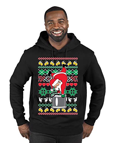 Wild Bobby Santa Keg Stand Beer Drinking Drunk Ugly Christmas Sweater Premium Graphic Hoodie Sweatshirt, Black, Medium - The Beer Connoisseur® Store