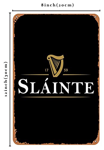 YFSIGN Slainte Guinness - Retro Metal Tin Sign Vintage Plaque Poster for Home Kitchen Bar Coffee Shop 12x8 Inch - The Beer Connoisseur® Store