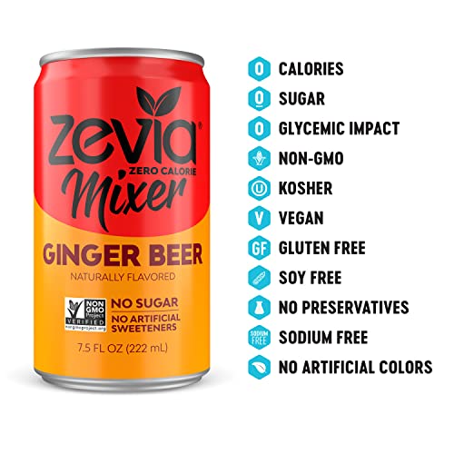 Zevia Zero Calorie Mixer, Ginger Beer, 7.5 Ounce Cans (Pack of 12) - The Beer Connoisseur® Store